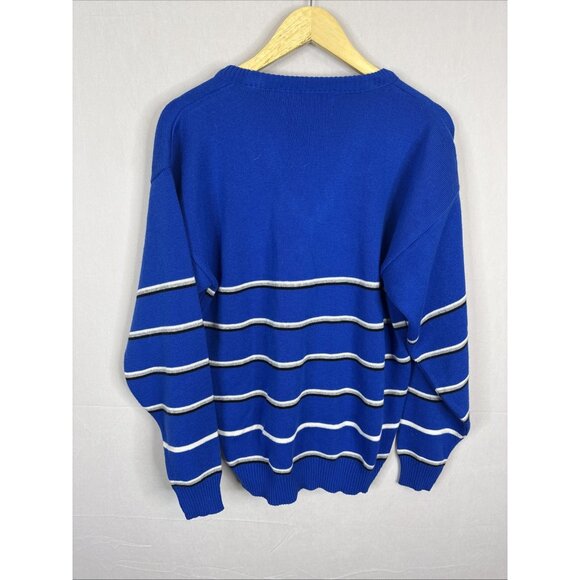Vintage Polaris Winterwear Blue Striped Knit Sweater Men’s Size L - Picture 5 of 5